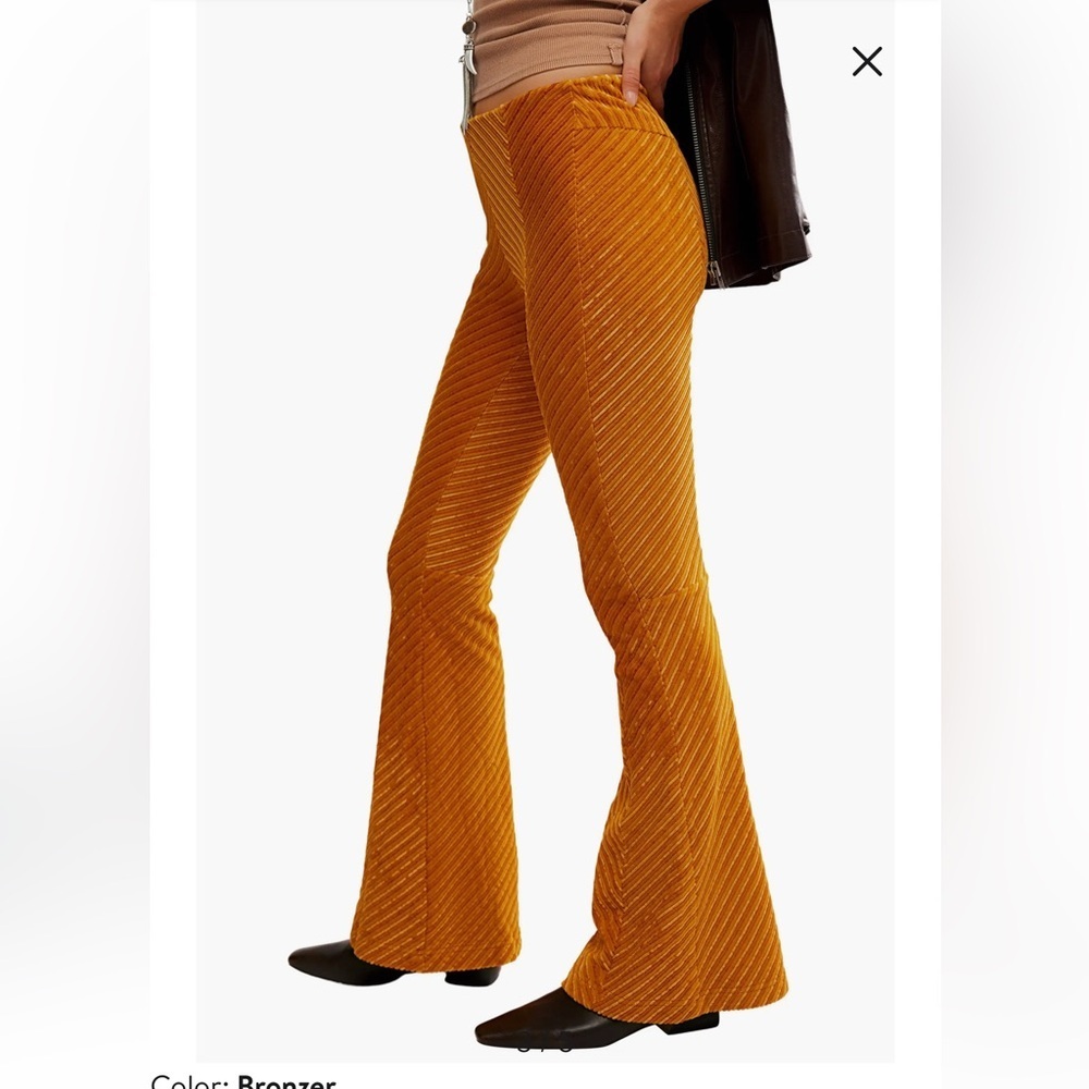 Free people flare pull up velvet pants women’s - Picture 3 of 16